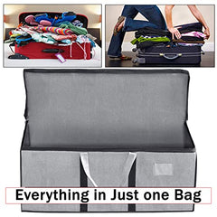 Storite Jumbo Super-Size 81 L Canvas Moisture Proof Heavy Duty Storage Bag | for Toys/Stationery/Blankets/Clothes/Moving Bags MultiPurpose With Strong Reinforced Handles Rectangular Cream (87x26x36 cm)