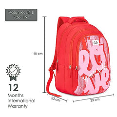 Genie Elsie School Backpack For Girls |19 In-36 Ltr with Laptop Sleeve, Rain Cover and Three Compartments with Padded Shoulders |Best for Books,Stationery,Lunch Box & Essentials - Lavendar,Multicolor