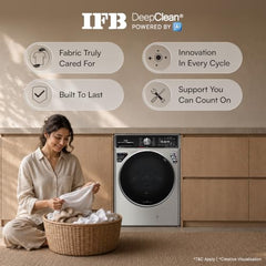 IFB 11 Kg 5 Star, Ai DOS, OXYJET, 9 Swirl Wash, Steam Refresh, Eco Inverter, WiFi, DeepClean® Fully Automatic Front Load Washing Machine(EXECUTIVE PLUS OXN 1114, 2X Power Steam®,Inbuilt Heater,Silver)