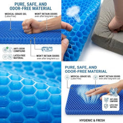 VEADONS Jumbo Gel Seat Cushion for Long Sitting, 20x20x1.9 inch Thick Honeycomb Wheelchair Cushion for Hip & Back Pain Relief, Breathable Non-Slip Chair Pad for Office, Car & Recliner