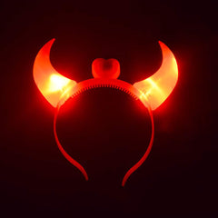 SYGA LED Flashing Light Up Devil Pattern Crowns Headband Hair Band Headdress for Party Decoration Party Caps(Red)