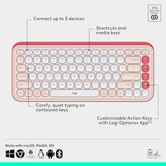 Logitech POP ICON Combo, Bluetooth Keyboard and Mouse Combo, Comfortable Typing, programmable Keys and Buttons, Quiet clicks, Easy-Switch up to 3 Devices - Graphite
