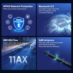 AX900S USB WiFi 6 Adapter Bluetooth 5.3, Compatible with Windows 11/10, Dual Band 2.4G/5Ghz, IEEE 802.11ax/900Mbps, Wireless Network Adapter with 5dBi Antenna (Not Compatible with iOS Linux)