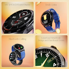 boAt Enigma Radiant Luxury Watch for Man w/1.43"(3.63 cm) AMOLED Display, AOD, Premium Metal Build, Round Dial, 200+Watch Faces, Upto 7 Days Battery Life, Fitness smartwatch for Men (Metal Black)