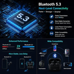 JensiKidz TWS Bluetooth 5.4 Earbuds with ANC Black