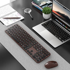 COVEVA Wireless Keyboard and Mouse Combo, 2.4GHz Wireless (Khaki)