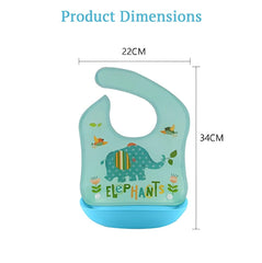 SYGA 1 Piece Elephant Pattern Waterproof Plastic Roll up Washable Crumb Catcher Baby Feeding Eating Bib For 6 Months to 2 Years Unisex Baby (Multicolor)