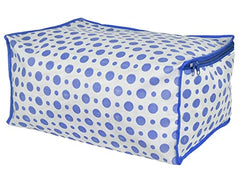 Kuber Industries Non-Woven Foldable Saree Covers With Zip|Polka Dots Wardrobe Organizer For Clothes|Transparent Window Keep 8 To 10 Saree|Suitable For Lehenga, Suit, Dress|Pack Of 9 (Blue & White)