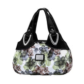SYGA Women's Printed PU Leather Hobo Bag, Multiple Colors and Patterns, Crossbody Shoulder(BLACK FANTASY GREEN FLOWER)