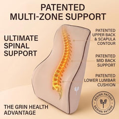 Grin Health Mini Back Support Cushion for Lumbar Support & Back Pain Relief, Backrest for Car Seat, Lower Back Cushion for Office Chair, Driving, Travel Backrest Pillow