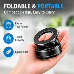 (1 Year Warranty) 360° N52 Strong Magnetic Vacuum Phone Holder, Strong Suction Mobile Mount for Car Dashboard, Windshield, Mirror & Smooth Surfaces, Hands-Free Universal Smartphone Holder - Black