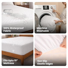 MY ARMOR Waterproof Mattress Protector King Size, 78x72, 6.5x6 feet, Double Bed Protector Sheet Cover, Breathable and Hypoallergenic Ultra Soft Fitted Terry Cotton Feel Fabric, Elastic Skirting, Grey