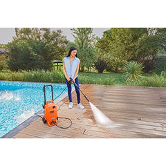 BLACK+DECKER BEPW1600 1300W 1600 PSI 110 Bar Pressure Washer for Car, Bike, Home & Garden Cleaning Use with Multiple Accessories Included, 1 Year Warranty, Orange & Black