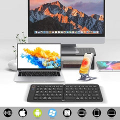 Gizmorac Foldable Keyboard Bluetooth - Portable Wireless Full-Size Folding Keyboard with Stand, Multi-Device (Connect 3) Rechargeable Slim Travel Keyboard for iPad, iPhone, Android, Windows, Laptop