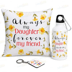 Gift for Daughter Birthday Special Birthday for Daughter Printed Cushion(12 inch X 12 inch with Filler with Keychian) Girls Pillow Daughters Day for Daughter and Girls AT-7
