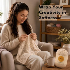 Classyo Acrylic Yarn for Crocheting (100gms x 1 Ball, 4ply) | Soft Wool Crochet Thread | Acrylic Hand Knitting Yarn | Wool for Crochet | For Sweater, Scarf, Hat, Baby Clothes, Purse, Gift Bags and DIY Crafts (Butter, Pack of 1)