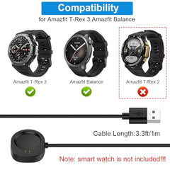 ZORBES Charger Cable Compatible with Amazfit T-Rex 3, 3.3ft/1m