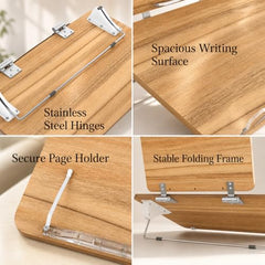 Sunchhaya Acrylic Book Stand for Reading – Clear Adjustable Book Holder with 360° Rotating Base, Foldable Reading Stand for Desk, Cookbook, Tablet & Laptop Stand, Height & Angle Adjustable (R22H)