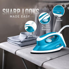 Intex Glidex Ease Dry Iron 1000W | Non-Stick Soleplate | Adjustable Temperature Control | Shock Proof Lightweight Dry Iron | Thermal Protection | Fast & Smooth Ironing for Home Use | 2 Year Warranty