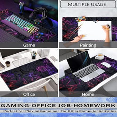 Uniquora Large Desk Mouse Mat, Extended Gaming, Office Keyboard Pad, Waterproof Non-Slip Surface, Stitched Edge Anti-Fray Thick Fabric Rubber Base Mat for Home Laptop Study or Work Setup (Gaming)