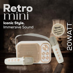 Toreto 20W Retro Karaoke Bluetooth Speaker with Dual Wireless Mic