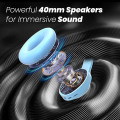 truke Newly Launched BTG 500 Over The Ear Gaming Headphone with 40mm Drivers, 10H of Playtime, Dual Pairing, Gaming Mode (50ms Latency) with RGB LEDs, TF Card with Volume Control, BT 5.4 (Sky Blue)