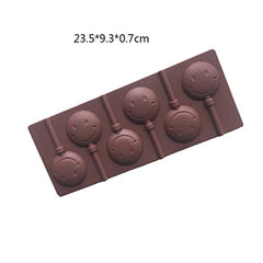 SYGA 6-Cavity Lolipop shap Chocolate Silicon Mould Candy Mould_SmileFaces