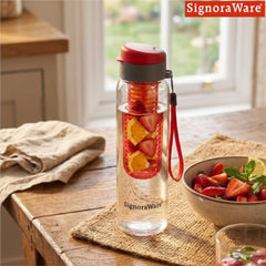SignoraWare Infuser Borosilicate Glass Water Bottle, Detox(750ml, Yellow)