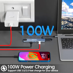 Sounce 4-Port USB 3.0 Hub for PC – High-Speed Aluminum USB Hub Compatible with PC, MacBook, Mac Pro, Mac mini, iMac, Surface Pro, and XPS. 4-Port High Speed USB Hub with Aluminium Shell