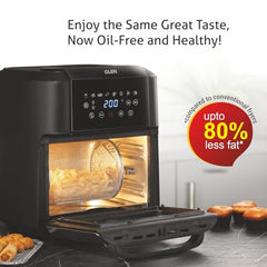 Glen Digital Air Fryer, 6 Litre, 1500W Airfryer with 7 Pre-Set Functions, Auto Sleep, Digital Controls, Timer & Temperature Control, Bake, Fry, Roast & Grill with Less Oil, Large Black (SA-3042DBL)