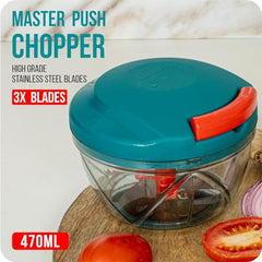 ISSVWO Tekcool Manual Hand Press Push Chopper with 6 Blades for Effortless Chopping Vegetables & Fruits (Assorted, 650 ml, Plastic).
