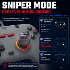EvoFox Elite S Advanced Wired Gaming Controller for PC, 1000Hz Polling Rate, Hall Effect Joysticks, Programmable Macro Buttons, Sniper Mode & Turbo Mode, Dual Vibration, RGB Lighting, 1.8m Cable, Grey