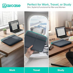 AirCase 6 Pocket Neoprene Laptop Sleeve for 13-15.6 Inch Laptops | Waterproof Laptop Cover Bag | Case with Charger & Accessory Pockets | All Brands & Chromebooks | Grey
