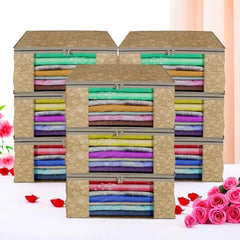 Kuber Industries Clothes Organizer For Wardrobe (Pack of 3 Each) 2-in-1 Combo Storage Organizer For Saree and Blouse - Dress Organizer For Wardrobe - Saree Covers With Zip (Maroon)