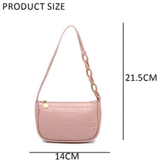 SYGA Women's Pink Handbags Crocodile Pattern Bag Ladies Shoulder Bag