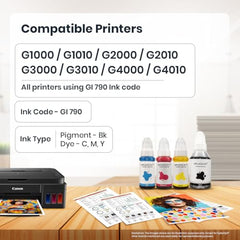 Splashjet GI71 Compatible Ink for CN Pixma G2020, G2021, G2060, G2730, G3020, G3021, G4770, G1020, G1730, G3730, G1730, G1737, G2770, G3770 Printers - (PGBK x 135gm) (C/M/Y x 70gm) Bottle Set - 502368