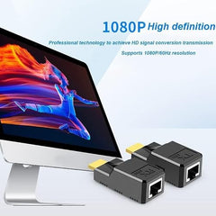 SANCY HDMI Extender Over Cat5e/Cat6 – Full HD 1080P & 4K Support, Signal Booster Transmitter Receiver Kit, Up to 20m Range for HDTV, PC, PS4, STB
