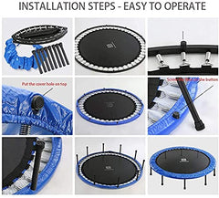 SYGA Small Trampoline for Home Exercises with Padded Safety Cover Cardiovascular Trainer with Bouncing Jumping Fitness Trampoline for Adults and Children External Internal Max 150 Kg, 101x24cm, Black