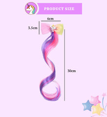 SYGA Children's Cute Cartoon Pony Unicorn Bow Hair Extensions For Girls three colors Hairpin Wig Headdress Colorful Wig(Multi-06)