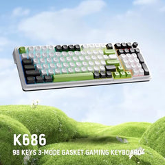 Redragon K686 PRO 98 Keys Wireless Gasket RGB Gaming Keyboard, 3-Mode PBT Mechanical Keyboard w/Hot-Swap South-Facing RGB Socket, Dedicated Knob Control & 5-Layer Noise Dampening, Gradient PBT Keycaps