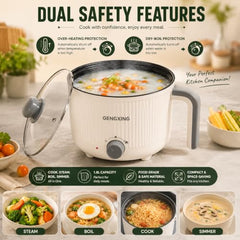 Multipurpose Electric Kettle with Steamer 1.2L | Egg Boiler, Tea & Coffee Maker, Vegetable Steamer | Variable Temperature Control | Double Layer Insulated Body | Wide Mouth | 600W Fast Heating