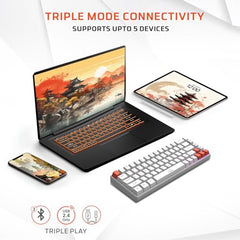 EvoFox Katana S Mini Mechanical Keyboards Wireless | Tri-Mode (3X BT, 2.4GHz & Wired) Connectivity | Hot-Swappable Red Switches | 68-Key Compact Layout | Rainbow Backlight | Rechargeable Battery
