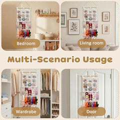 HASTHIP Hair Clip Organizer, 3-Layer Wall Hanging, Large Capacity, Pink