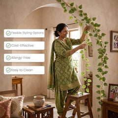 Go Hooked Artificial Hanging Creeper for Home Décor (Pack of 8, 6 Ft) | Money Plant Leaf Garland with 30 Leaves Each | Plastic Decorative Creeper for Balcony, Walls, Garden Decoration