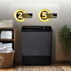 SHARP 9.0 kg, 5 star, Semi-Automatic Top Loading Washing Machine with HydroBlast Wash, Quadroniq Pulsator, 1300 RPM (ES-SD90NB-PR, Ruby Red, Pure Wave)