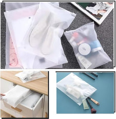 GREENTWISH Polyethylene Frosted Zipper Bag|Travel Bag For Shoes Cosmetics Jewellery Toiletries School Trip|Resealable|LDPE Zip Lock Space Saver Bags with Air Vent Hole (Pack of 30), Transparent