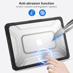 ProElite Transparent Case for MacBook Neo 13 inch 2026 Model Touch ID, Heavy Duty Honeycomb Hard Shell with Slim TPU Bumper and Fold Kickstand, Dark Blue