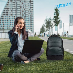 F Gear Luxur 25L Medium Laptop backpack Fits upto 17" Laptop Faux Leather Water resistant lightweight, Gifts for Men Women Boys Girls Adults, College/School/Office/Travel Bag (Brown)