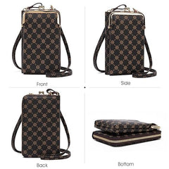 MOMISY Mobile Bag Cellphone Sling Bag Card Holder Wallet Handbag Crossbody multi-function Shoulder Bag for Girls & Women-Diamond (Brown)