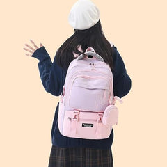 TS WITH TECHSUN College Laptop Backpack for Women & Teens with Zipper Pouch | School Bag for Girls 13-14 Years | 18 Inch Book Backpack | Travel School Bag, Tuition, Coaching (CAPYBARA - BROWN)